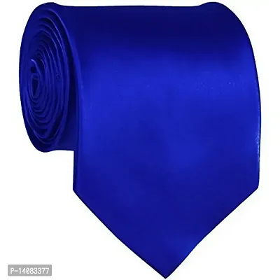 Sunshopping plain silk narrow black tie(black001) (royal blue)-thumb0