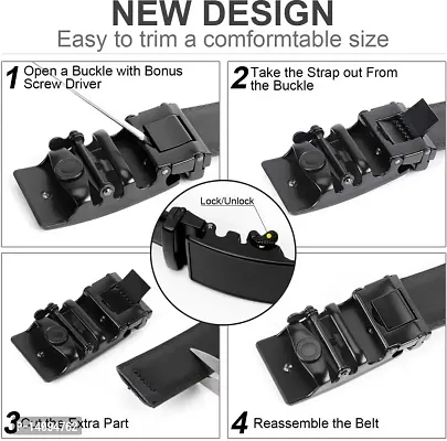 Sunshopping Men's Formal PU Leather Black Autolock Grip Belt (HTP-2-BL) (Free Size, Black-1)-thumb2