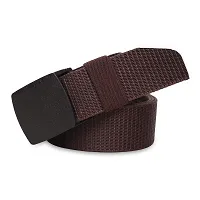 Sunshopping Men's Nylon woven fabric Belt, Hole free ,flap buckle (BAG-3-BL) (Free Size, Brown)-thumb4