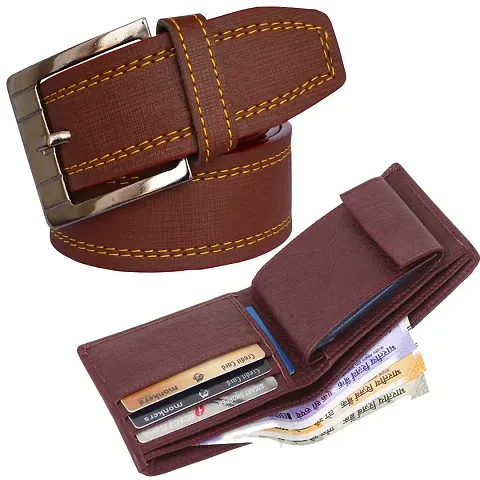 Sunshopping Men's Formal & Casual PU Leather Belt & Wallet Combo (XCBN)