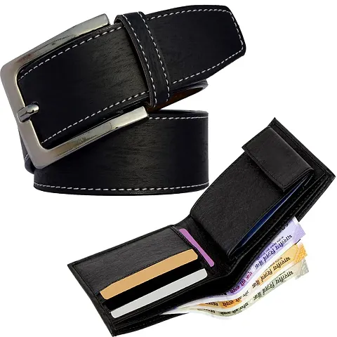 Sunshopping Men's Formal & Casual PU Leather Belt & Wallet Combo