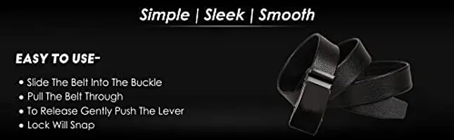 Sunshopping Men's PU Leather Black Autolock Grip Belt (HTP-2-BL) (Free Size, Black)-thumb1