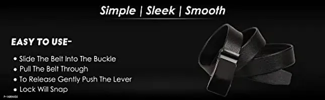 Sunshopping Men's PU Leather Black Autolock Grip Belt (HTP-2-BL) (Free Size, Black)-thumb2