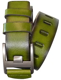 Sunshopping Men's Sky Blue Synthetic Leather Belt (Dark Green, 30)-thumb2