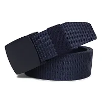 Sunshopping Men's Nylon woven fabric Belt, Hole free ,flap buckle (BAG-3-BL) (Free Size, Navy Blue)-thumb3