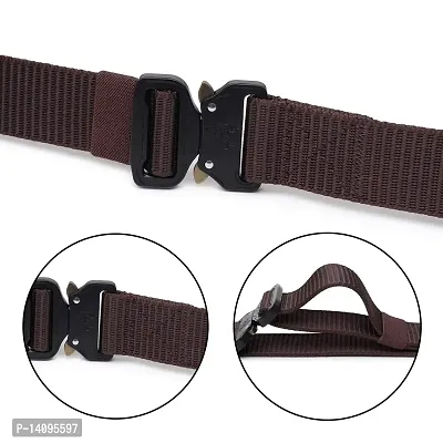 Sunshopping Men's Nylon woven fabric Belt,Hole free Nylon Belt (BAG-1-BL) (Free Size, Brown)-thumb3