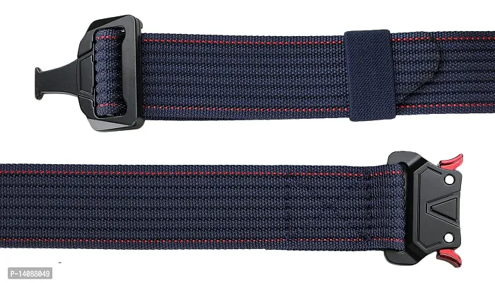 Sunshopping Men's Nylon woven fabric Belt,Hole free Nylon Belt (BAG-5-BL) (Free Size, Navy Blue)-thumb4