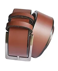 Sunshopping men's brown leather needle pin point buckle with black synthetic leather needle pin point buckle belts combo with black socks (r-226)-thumb1