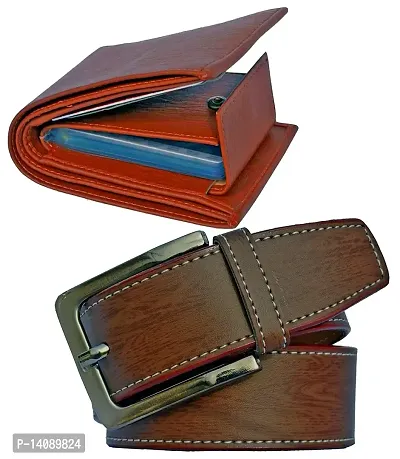 Sunshopping Men's Formal  Casual PU Leather Belt  Wallet Combo