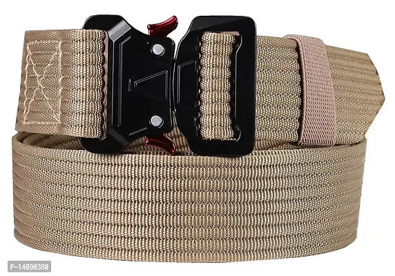 Sunshopping Men's Nylon woven fabric Belt,Hole free Nylon Belt (BAG-4) (Free Size, Cream)