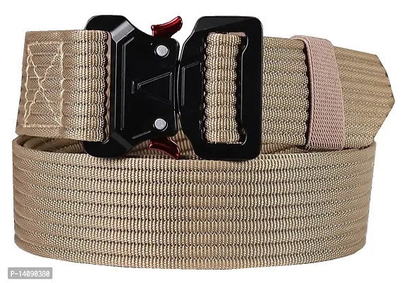 Sunshopping Men's Nylon woven fabric Belt,Hole free Nylon Belt (BAG-4) (Free Size, Cream)-thumb0