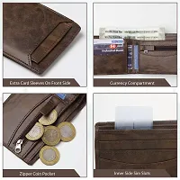 Sunshopping Men's Formal  Casual Brown Synthetic Leather Wallet (FRD-1-DBR)-thumb3