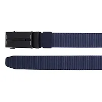 Sunshopping Men?s Causal Nylon Woven Fabric Auto-lock buckle Belt (BAG-78) (Free Size, Navy Blue)-thumb4