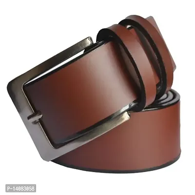 Sunshopping men's brown mix of leather needle pin point buckle belt with tan bifold synthetic wallet (combo)(SS-ZAQ1)-thumb2