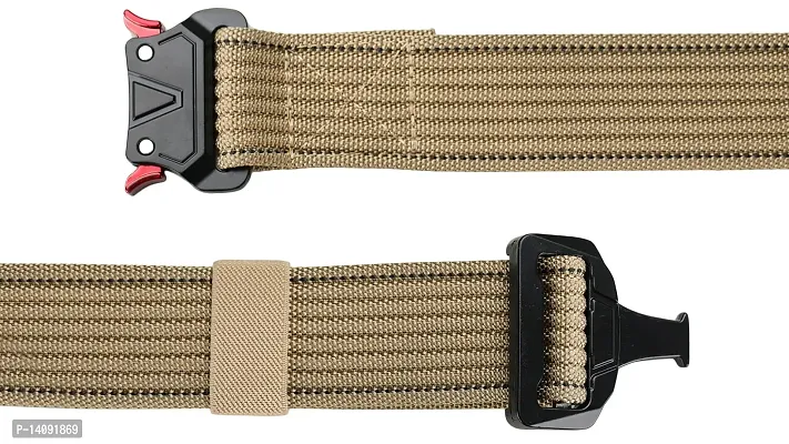 Sunshopping Men's Nylon woven fabric Belt,Hole free Nylon Belt (BAG-5-BL) (Free Size, Beige)-thumb5