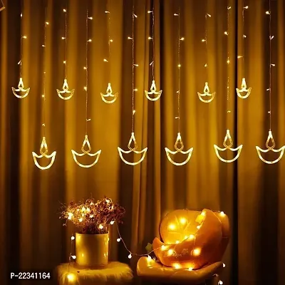Decorative Diya Diwali Light Curtain, String Lights with 12 Hanging Diyas, 8 Flashing Modes - 2.5 Meter (1 Curtain) 138 LED, Diwali Decorative Light, Decorative Curtain LED Light-thumb0