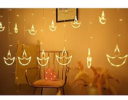 Decorative Diya Diwali Light Curtain, String Lights with 12 Hanging Diyas, 8 Flashing Modes - 2.5 Meter (1 Curtain) 138 LED, Diwali Decorative Light, Decorative Curtain LED Light-thumb4