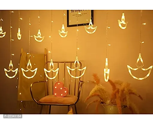 Decorative Diya Diwali Light Curtain, String Lights with 12 Hanging Diyas, 8 Flashing Modes - 2.5 Meter (1 Curtain) 138 LED, Diwali Decorative Light, Decorative Curtain LED Light-thumb5