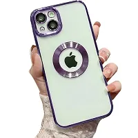 MOBIKTC for iPhone 14 Plus (6.7) inch Clear Slim Soft Silicone Transparent Case CD Pattern Electroplating Camera Protective Film Shockproof Soft Cover (for Apple iPhone 14 Plus, Deep Purple-thumb1