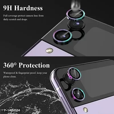 MOBIKTC (Silver) for Samsung Galaxy Z Flip 4 Camera Lens Screen Protector, Alloy Matelic Ring Individual Anti Scratch Tempered Glass Camera Cover for Galaxy Z Flip 4 5G, 1 Pack-thumb3