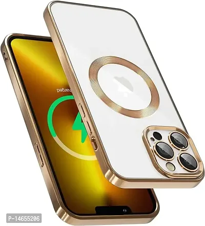 MOBIKTC Clear Case for iPhone 13 Pro Max Soft Shockproof CD Chrome Clear Back Cover Slim Phone Case-Gold