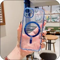 MOBIKTC Camera Lens Protection New Chrome Case Electroplated Logo View | Slim Shockproof | Soft TPU | Anti-Yellow Back Cover Compatible with iPhone 14 (Blue)-thumb4