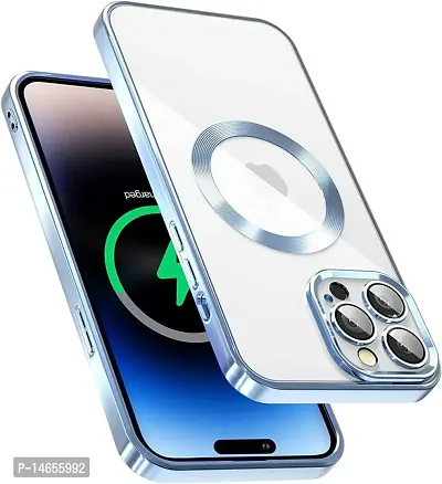 MOBIKTC Clear Case for iPhone 14 Pro Max Soft Shockproof CD Chrome Clear Back Cover Slim Phone Case-Blue