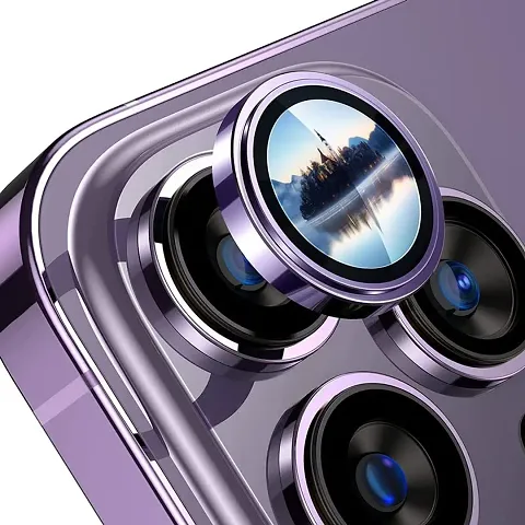 Designed for iPhone 14 Pro / iPhone 14 Pro Max Camera Lens Protector (3-Pack) 9H Tempered Glass Camera Cover Screen Protector Metal Individual Ring for iPhone 14 6.1 inch/iPhone 14 Plus 6.7 inch 2022-Purple