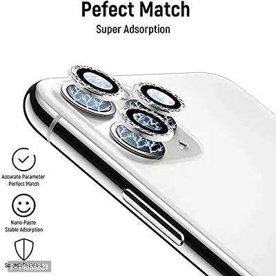 MOBIKTC for iPhone 12 Pro Max (6.7) inch Camera Lens Screen Protector Tempered Glass [Set of 3] (High Definition Anti-Scratch/Dust Metal Ring Film) Camera Lens Screen Protector Tempered Glass for iphone 12 pro max - Silver Diamond-thumb2