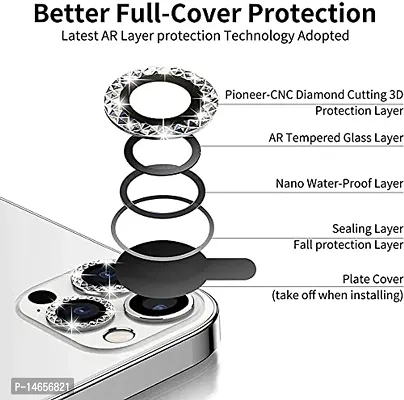 MOBIKTC for iPhone 12 Pro Max (6.7) inch Camera Lens Screen Protector Tempered Glass [Set of 3] (High Definition Anti-Scratch/Dust Metal Ring Film) Camera Lens Screen Protector Tempered Glass for iphone 12 pro max - Silver Diamond-thumb3