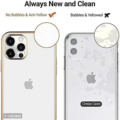 MOBIKTC Smart Chrome Back Cover Compatible for iPhone 12 Pro Max [Transparent Plating Back Cases Soft TPU Case Cover Electroplating + Transparent Shell Protection, Slim,Comfortable Feel] -Gold Green-thumb2