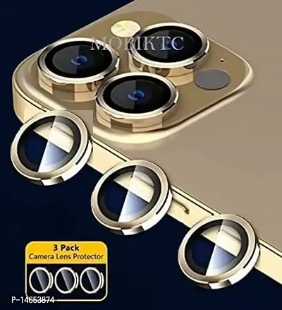 MOBIKTC iPhone 13 Pro Max 6.7 inch - iPhone 13 Pro 6.1 inch Camera Lens Protector Tempered Glass (3 Set) Aluminum Alloy Edge Tempered Glass [HD Clear] Tempered Glass Camera Screen Protector iPhone13 Pro Max | iPhone13 Pro -Gold-thumb0