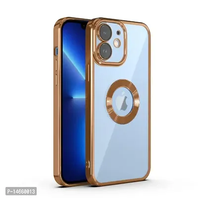 MOBIKTC Camera Lens Protection New Chrome Case Electroplated Logo View | Slim Shockproof | Soft TPU | Anti-Yellow Back Cover Compatible with iPhone 11 (Gold)-thumb0