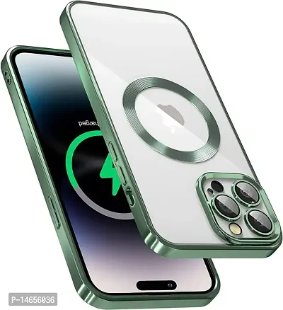 MOBIKTC Clear Case for iPhone 14 Pro Soft Shockproof CD Chrome Clear Back Cover Slim Phone Case-Green