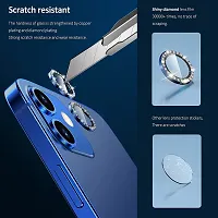 MOBIKTC Back Camera Lens Screen Protector Tempered Glass for iPhone 11 |12 | 12 Mini [Pack Of 2] High Definition Anti-Scratch/Dust, Metal Ring Film - Blue Sparkle-thumb1