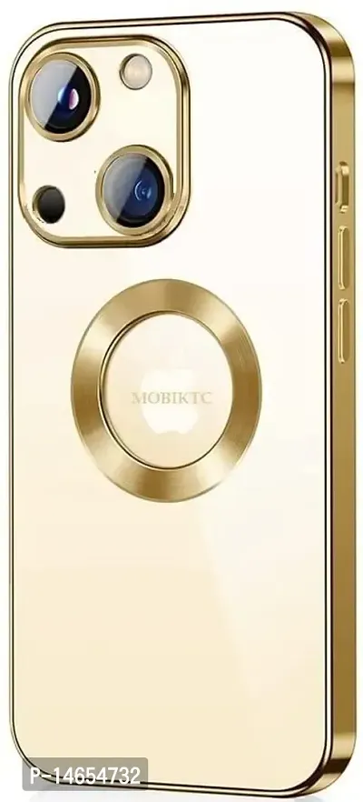 MOBIKTC Logo View Bumper Case for iPhone 14 Plus Latest New Clear Silicone Case Soft TPU Back Cover Case for iPhone 14 Plus (Gold)