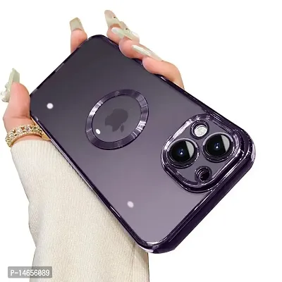 MOBIKTC Clear Case for iPhone 14 Soft Shockproof CD Chrome Clear Back Cover Slim Phone Case-Purple