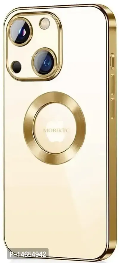 MOBIKTC Clear Case for iPhone 14 Plus Soft Shockproof CD Chrome Clear Back Cover Slim Phone Case-Gold-thumb0