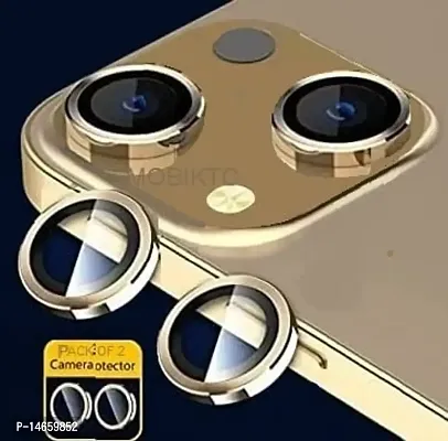 Designed for iPhone 14/ iPhone 14 Plus Camera Lens Protector (2-Pack) 9H Tempered Glass Camera Cover Screen Protector Metal Individual Ring for iPhone 14 6.1 inch/iPhone 14 Plus 6.7 inch 2022-Gold-thumb0