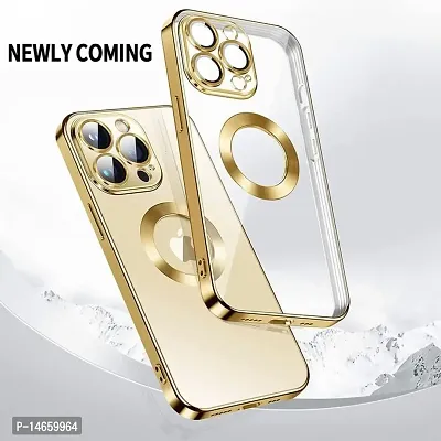 MOBIKTC Latest New Clear Silicone Case for iPhone 13 Pro | Soft TPU Electro-Plating Bumper | Microfiber Lining Shockproof Full-Body Cover Case for iPhone 13 Pro (Gold)-thumb3