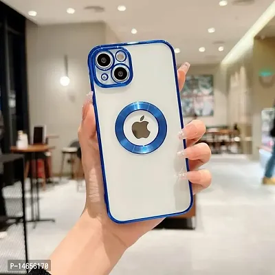 MOBIKTC New Chrome Back Case Cover for iPhone 14 (6.1)inch Clear Slim Soft Silicone Transparent Case CD Pattern Electroplating Camera Protective Film Shockproof Soft Cover (for Apple iPhone 13 (Blue)