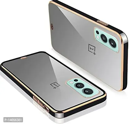 MOBIKTC Chrome Back Case Cover Compatible for OnePlus Nord 2 5G / 1+Nord 2 5G [Shockproof Soft Bumper 360 Degree Camera Protection Back Cover-Gold Black-thumb0