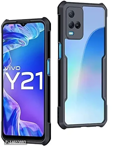 MOBIKTC for Vivo Y21 | Y21A | Y33s Soft Shockproof Crystal Clear TPU Back Cover Case with Edges Compatible with Vivo Vivo Y21 / Y21A / Y33s / Y21 (2021) - (Black Bumper)