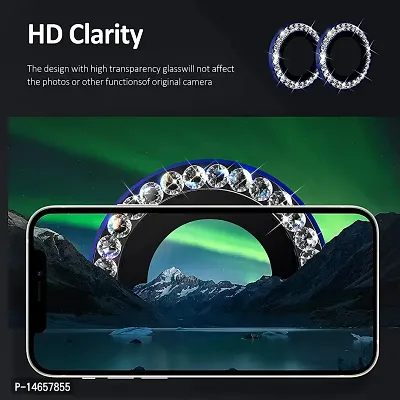 MOBIKTC Back Camera Lens Screen Protector Tempered Glass for iPhone 11 |12 | 12 Mini [Pack Of 2] High Definition Anti-Scratch/Dust, Metal Ring Film - Blue Sparkle-thumb4