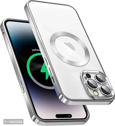 MOBIKTC Clear Case for iPhone 13 Pro Max Soft Shockproof CD Chrome Clear Back Cover Slim Phone Case-Silver