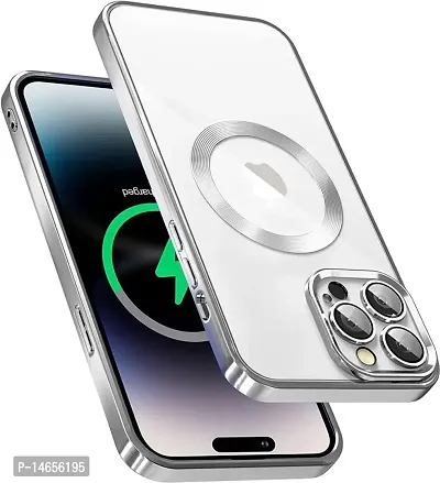 MOBIKTC Clear Case for iPhone 14 Pro Soft Shockproof CD Chrome Clear Back Cover Slim Phone Case-Silver