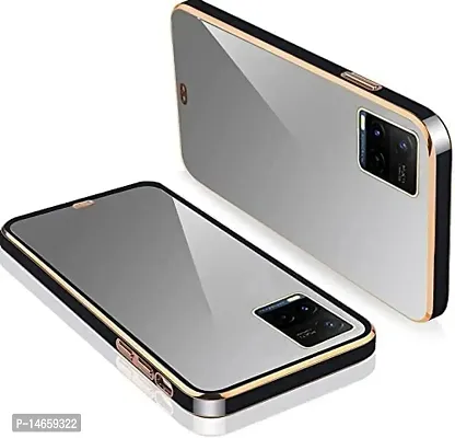 MOBIKTC Smart Chrome Back Coverfor Vivo Y21 Transparent Plating Soft TPU Case Cover Electroplating + Transparent Shell Protection, Slim,Comfortable Feel / Back Cover Case for Vivo Y21 2021 - (Gold Black)