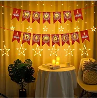 Ashtavinayak Store 138 LED 12 Stars Curtain String Lights, Window Curtain Decoration Lights with 8 Flashing Modes Remote for Indoor Outdoor Decoration in Wedding, Birthday (3 Meter, Warm White)-thumb3