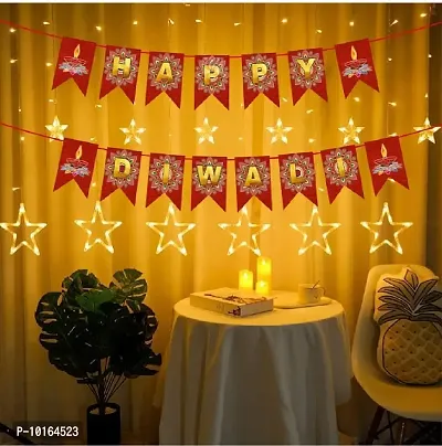 Ashtavinayak Store 138 LED 12 Stars Curtain String Lights, Window Curtain Decoration Lights with 8 Flashing Modes Remote for Indoor Outdoor Decoration in Wedding, Birthday (3 Meter, Warm White)-thumb4