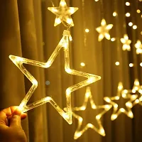 Ashtavinayak Store 138 LED 12 Stars Curtain String Lights, Window Curtain Decoration Lights with 8 Flashing Modes Remote for Indoor Outdoor Decoration in Wedding, Birthday (3 Meter, Warm White)-thumb4